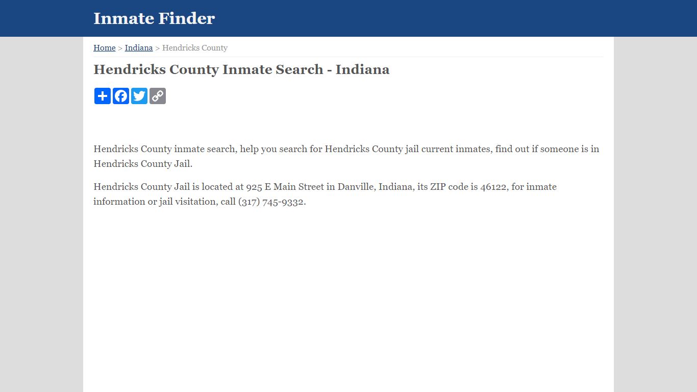 Hendricks County Inmate Search - Indiana